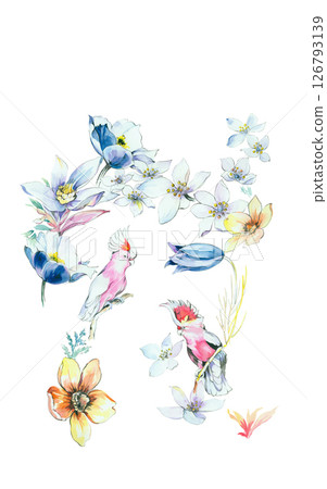 Unique Hand Painted Geometric and Curly Floral Design Artworks 126793139