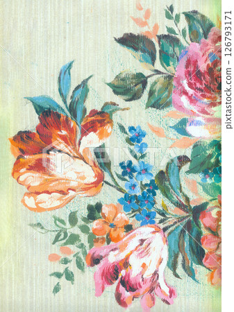 Unique Hand Painted Geometric and Curly Floral Design Artworks Unique Hand Painted Geometric and Curly Floral Design Artworks 126793171