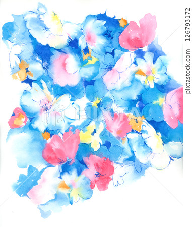 Unique Hand Painted Geometric and Curly Floral Design Artworks 126793172