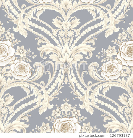 Elegant Handmade Geometric Floral Scroll Pattern Compositions 126793187