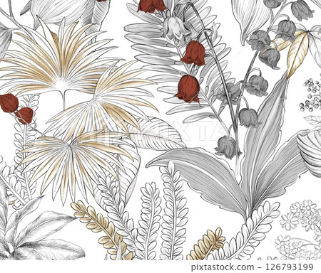 Elegant Handmade Geometric Floral Scroll Pattern Compositions Elegant Handmade Geometric Floral Scroll Pattern Compositions 126793199