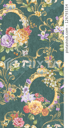 Modern Geometric and Curly Floral Pattern Hand Drawn Art Pieces Modern Geometric and Curly Floral Pattern Hand Drawn Art Pieces 126793354