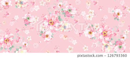 Modern Geometric and Curly Floral Pattern Hand Drawn Art Pieces 126793360