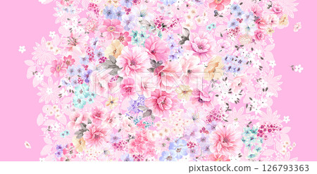 Modern Geometric and Curly Floral Pattern Hand Drawn Art Pieces Modern Geometric and Curly Floral Pattern Hand Drawn Art Pieces 126793363