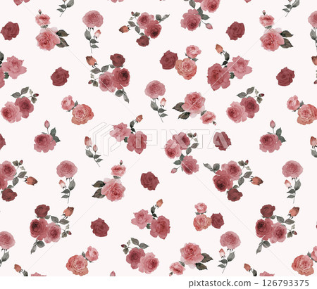 Modern Geometric and Curly Floral Pattern Hand Drawn Art Pieces 126793375