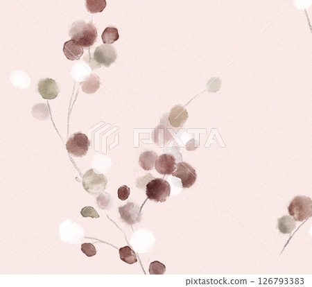 Modern Geometric and Curly Floral Pattern Hand Drawn Art Pieces 126793383