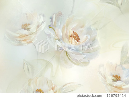 Modern Geometric and Curly Floral Pattern Hand Drawn Art Pieces 126793414