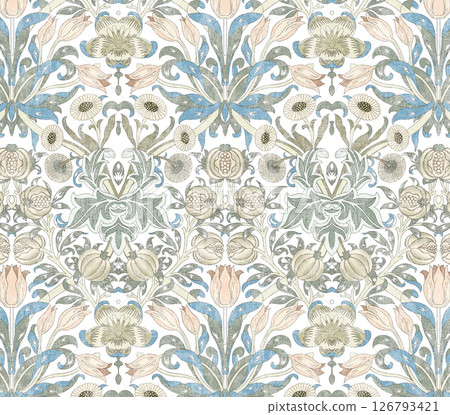 Modern Geometric and Curly Floral Pattern Hand Drawn Art Pieces Modern Geometric and Curly Floral Pattern Hand Drawn Art Pieces 126793421