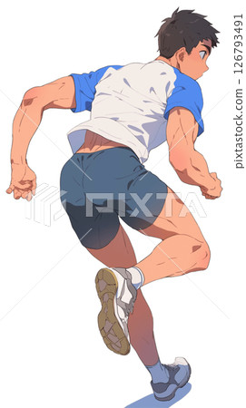 Sports: Back view of a running man 126793491