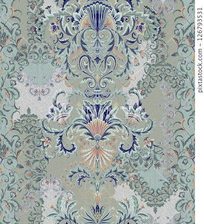 Timeless Geometric Shapes Blended with Floral Scrollwork Drawings Timeless Geometric Shapes Blended with Floral Scrollwork Drawings 126793531