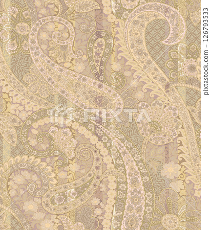 Timeless Geometric Shapes Blended with Floral Scrollwork Drawings 126793533