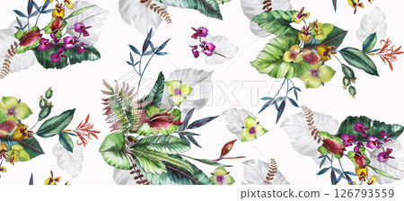 Timeless Geometric Shapes Blended with Floral Scrollwork Drawings 126793559