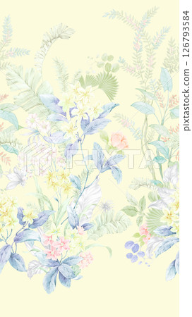 Timeless Geometric Shapes Blended with Floral Scrollwork Drawings 126793584