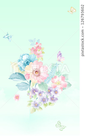 Timeless Geometric Shapes Blended with Floral Scrollwork Drawings 126793602