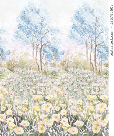 Timeless Geometric Shapes Blended with Floral Scrollwork Drawings 126793605