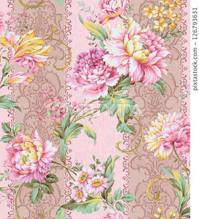 Stunning Hand Painted Geometric Floral Scroll Pattern Creations 126793631
