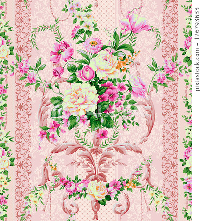 Stunning Hand Painted Geometric Floral Scroll Pattern Creations 126793633
