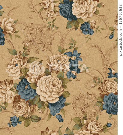 Stunning Hand Painted Geometric Floral Scroll Pattern Creations 126793638