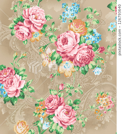 Stunning Hand Painted Geometric Floral Scroll Pattern Creations 126793640