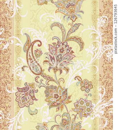 Stunning Hand Painted Geometric Floral Scroll Pattern Creations 126793645