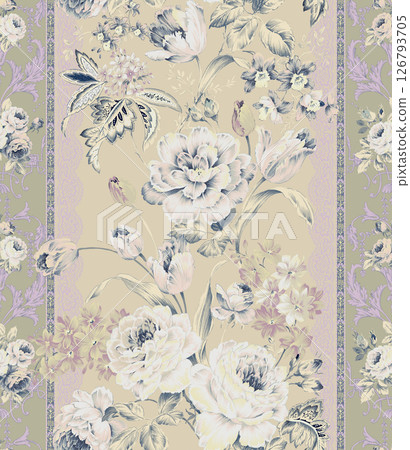 Stunning Hand Painted Geometric Floral Scroll Pattern Creations 126793705