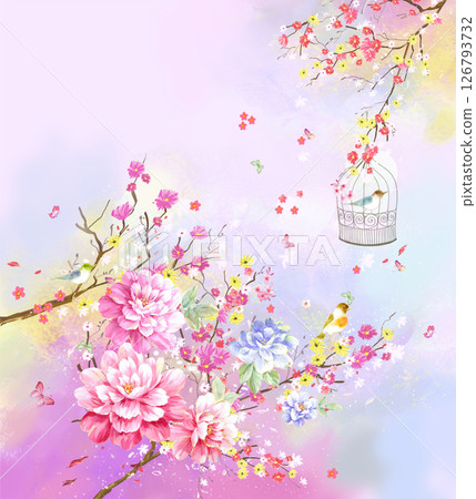 Inspired Geometric Floral Scrollwork Hand Drawn Illustrations 126793732