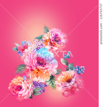 Inspired Geometric Floral Scrollwork Hand Drawn Illustrations 126793737