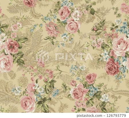 Inspired Geometric Floral Scrollwork Hand Drawn Illustrations 126793779