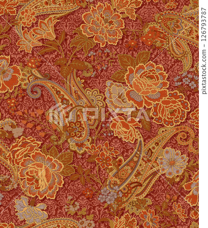 Inspired Geometric Floral Scrollwork Hand Drawn Illustrations 126793787
