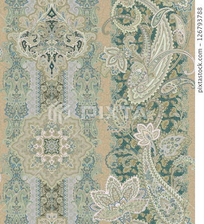 Inspired Geometric Floral Scrollwork Hand Drawn Illustrations 126793788