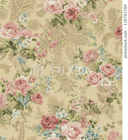 Inspired Geometric Floral Scrollwork Hand Drawn Illustrations 126793789
