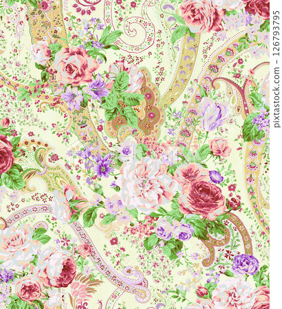 Inspired Geometric Floral Scrollwork Hand Drawn Illustrations 126793795