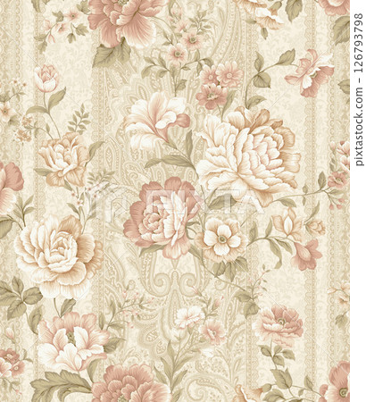 Inspired Geometric Floral Scrollwork Hand Drawn Illustrations 126793798