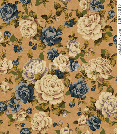 Inspired Geometric Floral Scrollwork Hand Drawn Illustrations 126793819