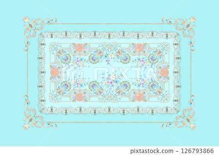 Modern Fusion of Geometric Shapes and Floral Scroll Motifs 126793866