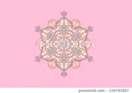 Modern Fusion of Geometric Shapes and Floral Scroll Motifs 126793867