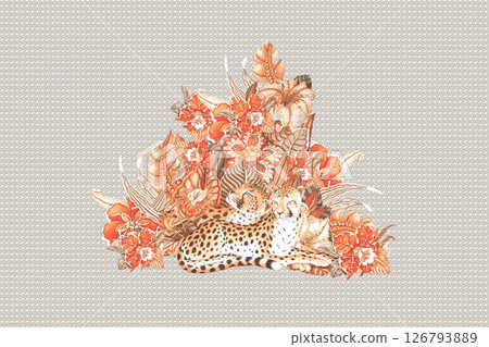 Modern Fusion of Geometric Shapes and Floral Scroll Motifs 126793889