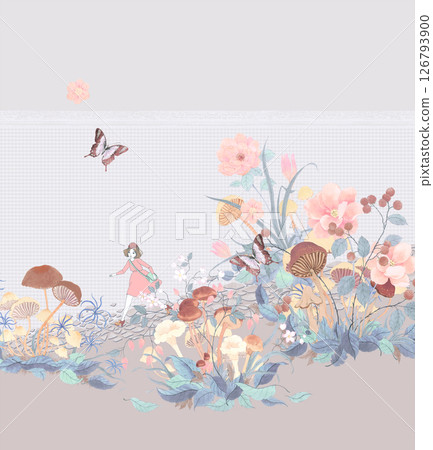 Modern Fusion of Geometric Shapes and Floral Scroll Motifs 126793900