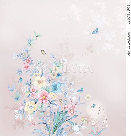 Modern Fusion of Geometric Shapes and Floral Scroll Motifs 126793901