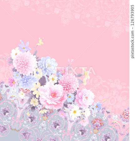 Modern Fusion of Geometric Shapes and Floral Scroll Motifs 126793905
