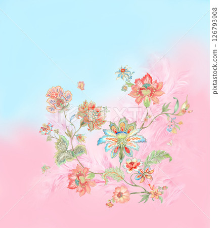 Modern Fusion of Geometric Shapes and Floral Scroll Motifs Modern Fusion of Geometric Shapes and Floral Scroll Motifs 126793908