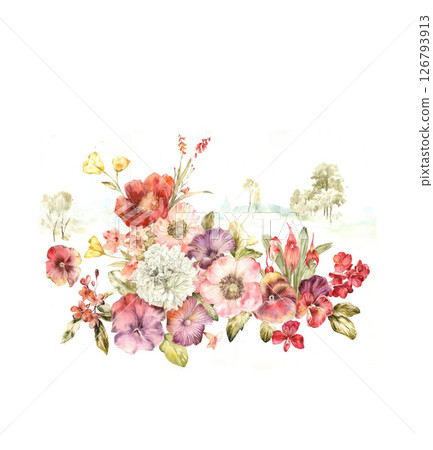Modern Fusion of Geometric Shapes and Floral Scroll Motifs 126793913