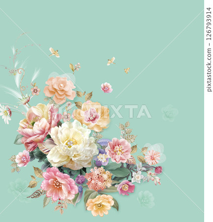 Modern Fusion of Geometric Shapes and Floral Scroll Motifs 126793914