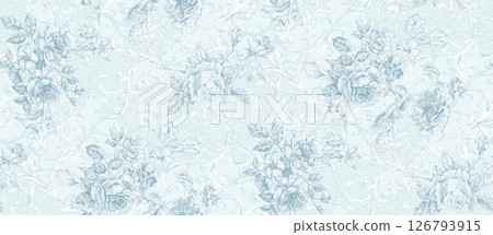 Modern Fusion of Geometric Shapes and Floral Scroll Motifs 126793915