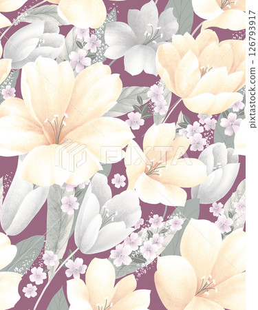 Modern Fusion of Geometric Shapes and Floral Scroll Motifs 126793917