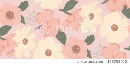 Modern Fusion of Geometric Shapes and Floral Scroll Motifs 126793920