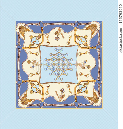 Modern Fusion of Geometric Shapes and Floral Scroll Motifs 126793930