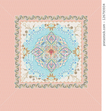 Modern Fusion of Geometric Shapes and Floral Scroll Motifs Modern Fusion of Geometric Shapes and Floral Scroll Motifs 126793934