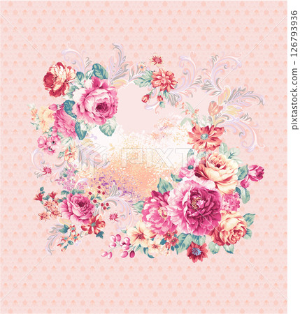 Modern Fusion of Geometric Shapes and Floral Scroll Motifs Modern Fusion of Geometric Shapes and Floral Scroll Motifs 126793936