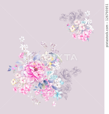 Modern Fusion of Geometric Shapes and Floral Scroll Motifs Modern Fusion of Geometric Shapes and Floral Scroll Motifs 126793951